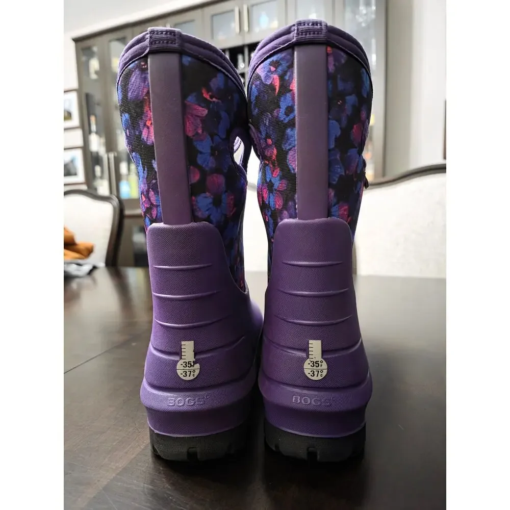 Bogs Neo-Classic Petal Purple Multi Floral Waterproof Insulated Boot Size 3